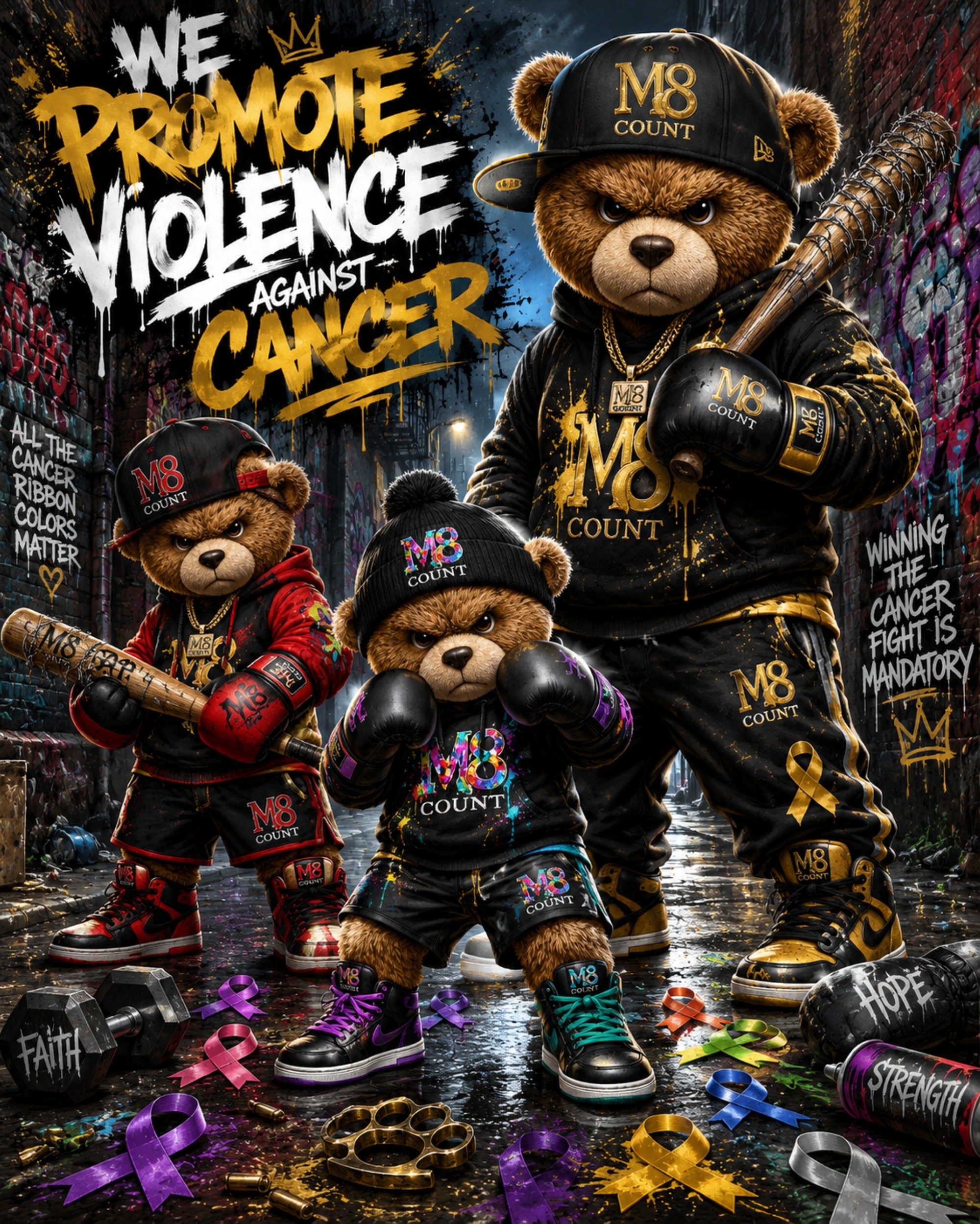 M8 Count bears gold edition — We Promote Violence Against Cancer t-shirt design